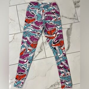 LuLaRoe Women’s Leggings with Colorful Sneaker Print - Purple/Teal/Orange